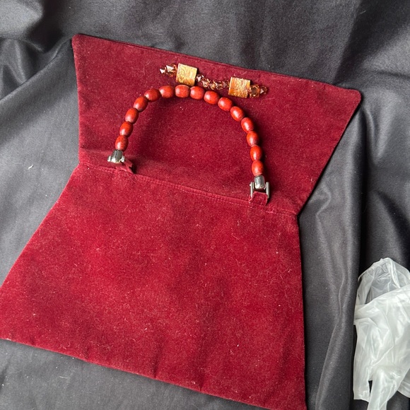 Handmade Red Velvet Top-Handle Women's Purse - Picture 2 of 6